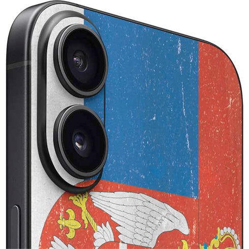 Serbia Flag Distressed iPhone 16 Plus Skin